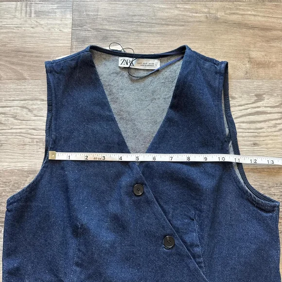 ZARA DOUBLE-BREASTED DENIM VEST - BRAND NEW WITH TAG - SIZE S - Picture 5 of 8